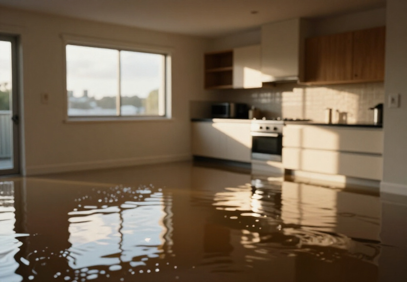 Sewage backup in Prospect commercial kitchen before cleanup